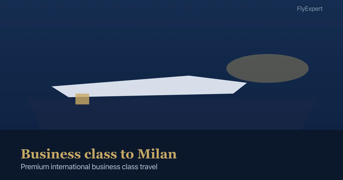 Business class flight to Milan MXP premium cabin arrival for US business travelers — FlyExpert licensed US travel agency