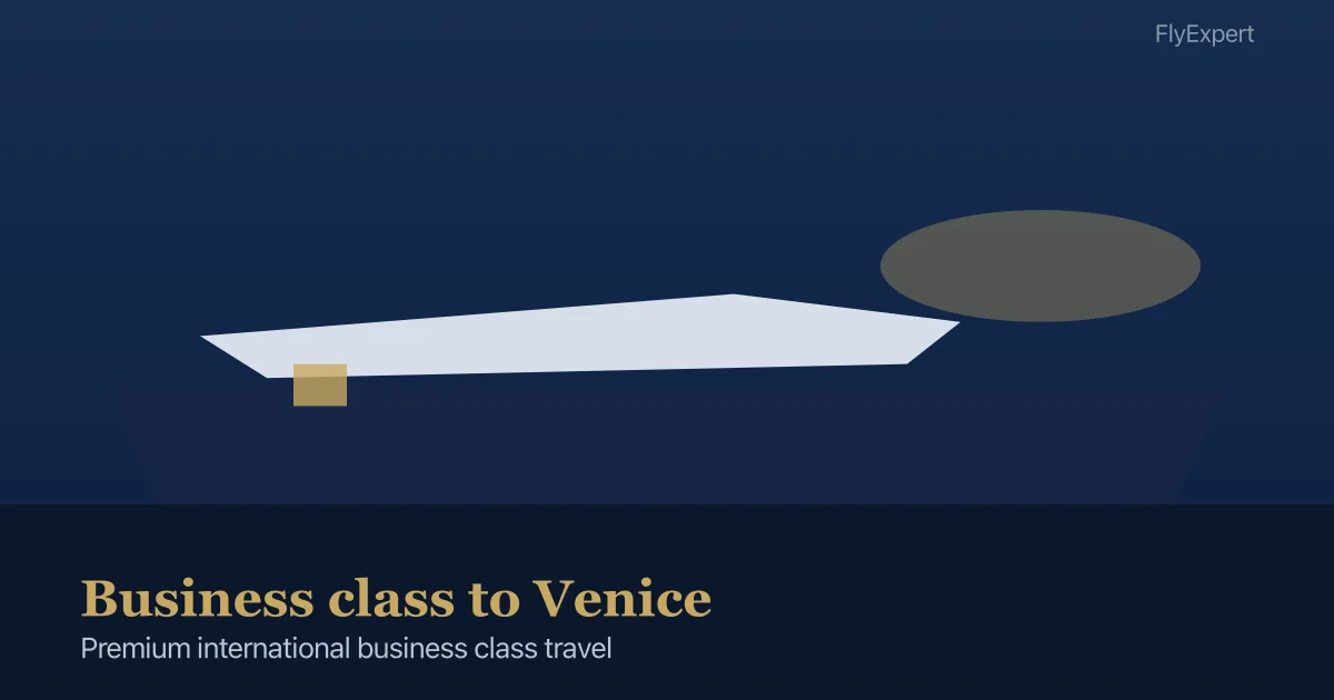 Business class flight to Venice VCE premium cabin arrival for US business travelers — FlyExpert licensed US travel agency