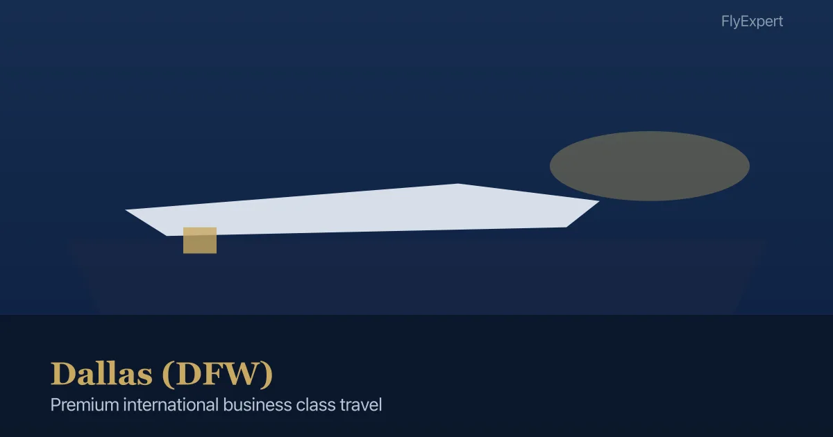 Business class lounge and international departures at Dallas DFW airport terminal — FlyExpert licensed US travel agency